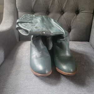 Women's Teal Leather Western Boots - Comfortable Everyday Style